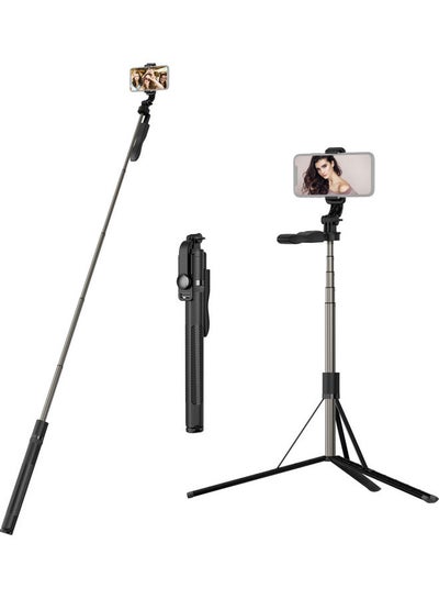 Buy Wireless BT Selfie Stick With Extendable Tripod Black in Saudi Arabia