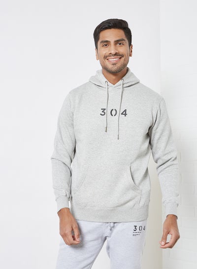 Buy Core Logo Print Hoodie Grey in UAE