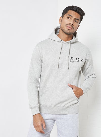 اشتري Barcode Print Hoodie رمادي في الامارات