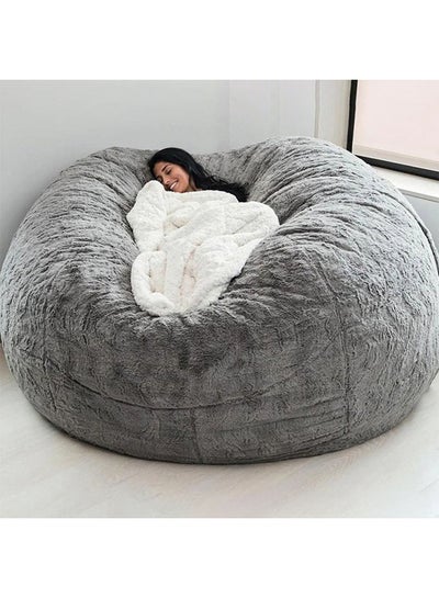 Buy Home Sponge Bed Bean Bag Chair Cover Grey in UAE