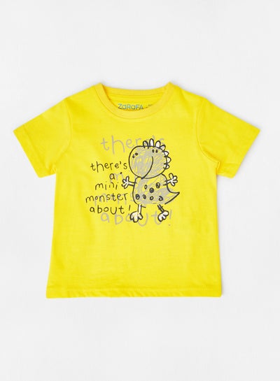 Buy Casual Graphic Printed T-Shirt Yellow in UAE