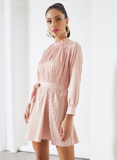 Buy Pleated Mini Dress Pink in Saudi Arabia