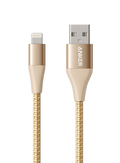 Buy PowerLine+ II 3ft Lightning Cable MFI Certified For Flawless Compatibility With iPhone X / 8 / 8 Plus / 7 / 7 Plus / 6 / 6 Plus / 5 Gold in Saudi Arabia