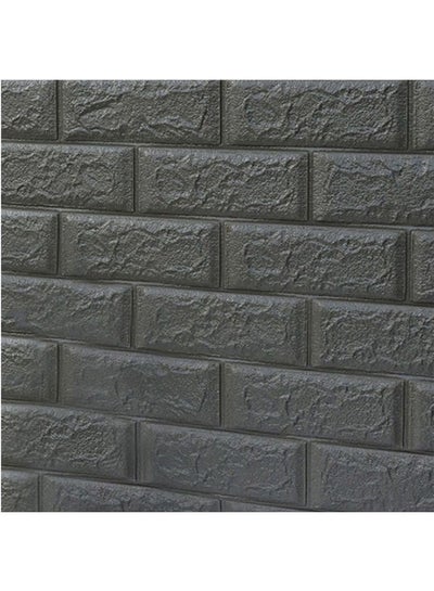 Buy 3D Brick Wallpaper Pe Foam Self-Adhesive Wall Sticker Dark Grey 70 x 77cm in Egypt