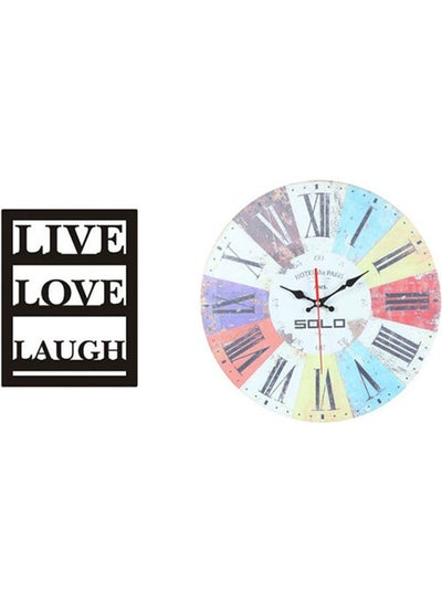 Buy B182 Wooden Round Analog Wall Clock With Live Wooden Tableau Multicolour 40cm in Egypt