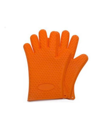 Buy Silicone Oven Gloves Heat Resistant Gloves Orange in Egypt