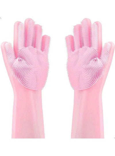 Buy Magic Silicone Scrubber Cleaning Gloves Pink in Egypt