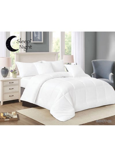 Buy 6-Piece Hotel Comforter Set-King Size Cotton White 220 x 240cm in Saudi Arabia