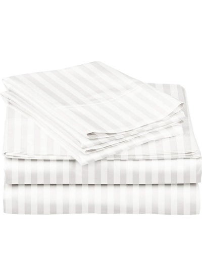 Buy 4-Piece Bedding Duvet Cover Set Single Size 100% cotton White 160 x 220cm in Saudi Arabia