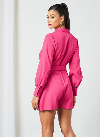 long sleeve pink playsuit