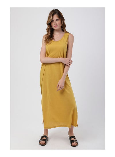 اشتري Women's Maxi Plain Basic Dresses Mustard في مصر