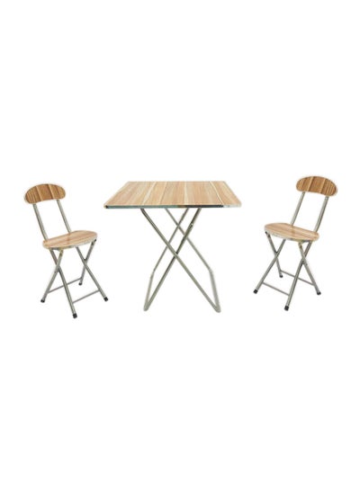 Buy 3-Piece Wooden Dining Table Set Beige in Saudi Arabia