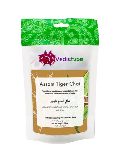 Buy 20 Piece Assam Tiger Chai Biodegradable Tea Bags in UAE