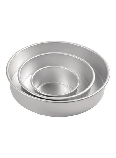 Buy 3-Piece Round Baking Pan Set Silver 30x5x30cm in Saudi Arabia