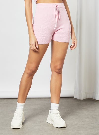 Buy Ribbed Shorts Pink in Saudi Arabia