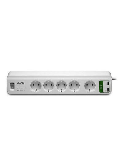 Buy Essential SurgeArrest 5 outlets with 5V, 2.4A 2 port USB charger 230V White in UAE