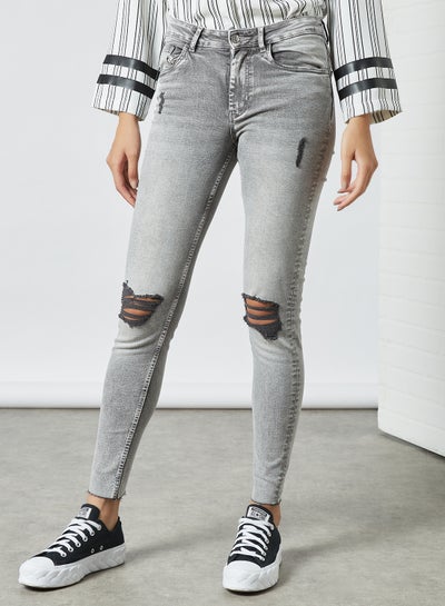 Buy Ripped Skinny Jeans Grey in UAE
