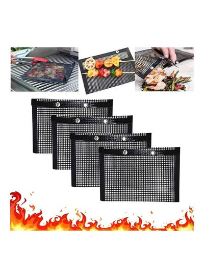 Buy 4-Piece Reusable Non Stick Bbq Grilling Bag Black in UAE