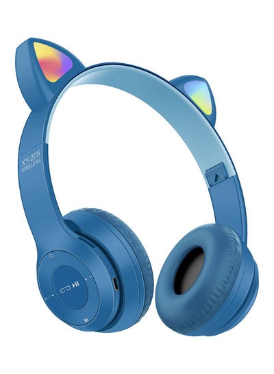 Buy Wireless Cat Ear Headphones Blue in UAE