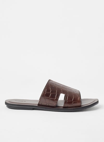 Buy Involver Leather Flat Sandals Brown in Egypt