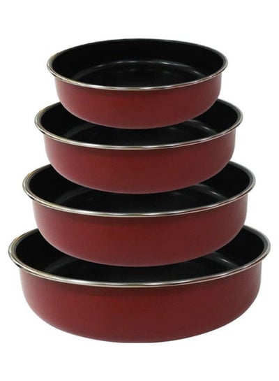 Buy Round Oven Trays 4 pieces Red/Black 24X26X30X32cm in Egypt