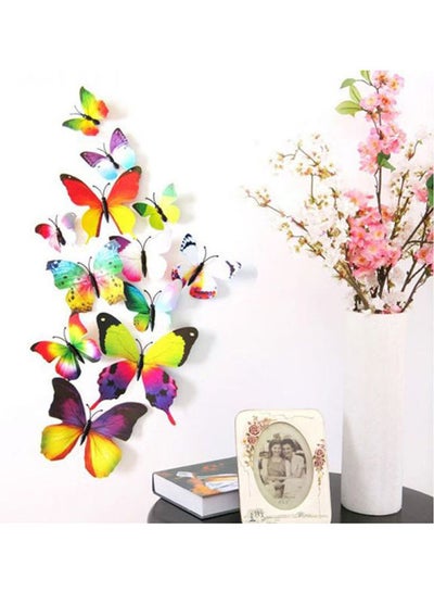 Buy 12Pcs Butterfly Plane Wall Sticker Home Decoration Model Multicolour 9.5 x 5.5 x 7.5cm in Egypt