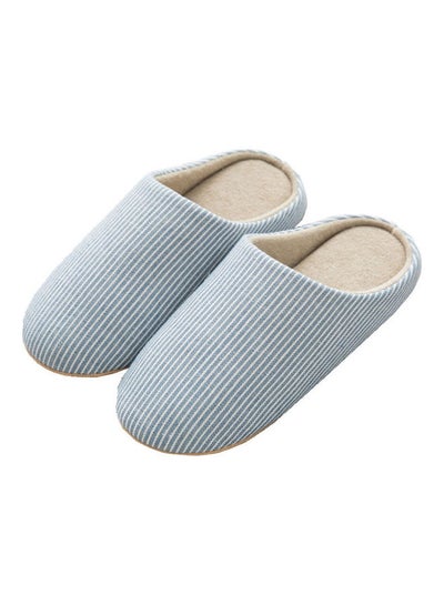 Buy Striped Slip-On Bedroom Slippers Blue in UAE