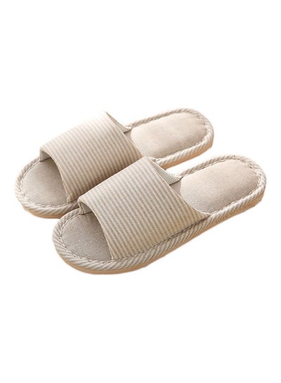 Buy Striped Bedroom Slippers Beige in UAE