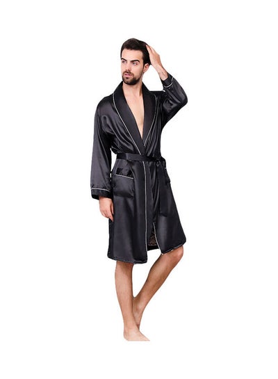 Buy Long Sleeves Casual Robe Black in UAE