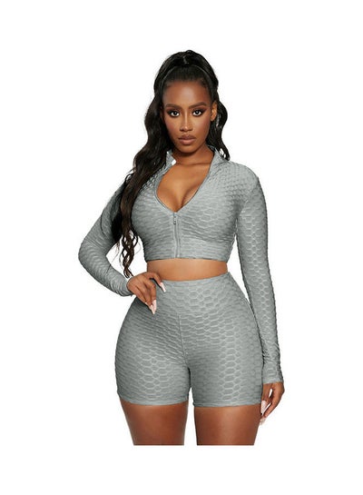 Buy 2-Piece Activewear Set Grey in Saudi Arabia