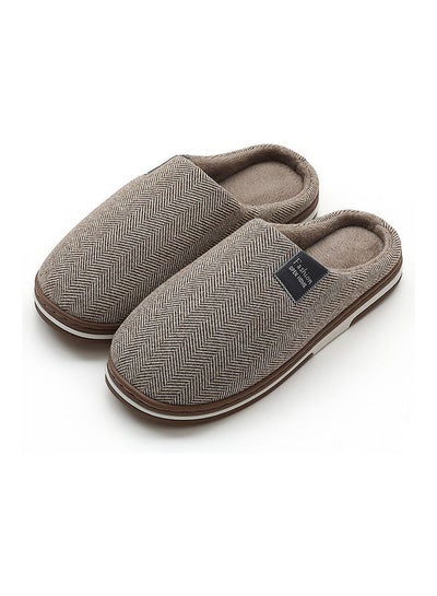 Buy Cotton Bedroom Slippers Brown in UAE