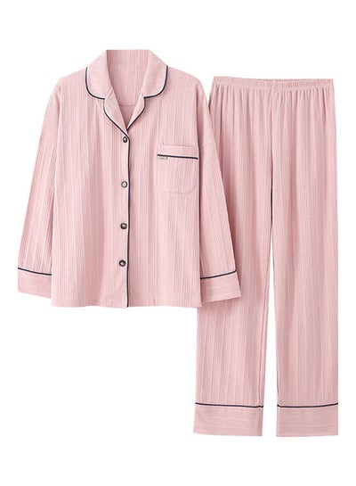 Buy 2-Piece Striped Pyjama Set Pink/Black in Saudi Arabia