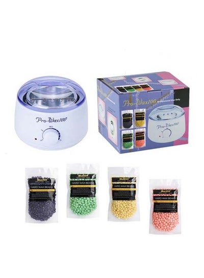 Buy Wax Warmer With 4 Flavors Wax Beans Multicolour 660grams in Saudi Arabia