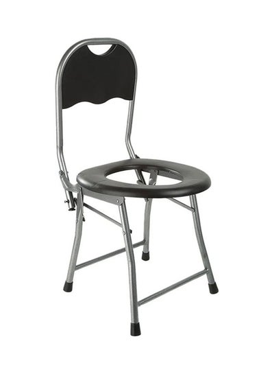 Buy Adult Portable Bedside Stainless Steel Toilet Chair with Backrest Suitable for Trips, Camping, Hiking and Home Use in UAE