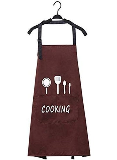 Buy Breathable Waterproof Apron Brown/White 68 x 72cm in UAE