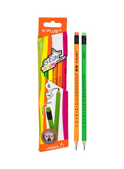 اشتري 6-Piece Pencil With Eraser Head Multicolour في مصر