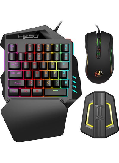 Buy Wired RGB Gaming Mouse And Single-hand Keyboard With Portable Keyboard Mouse Converter Combo in Egypt