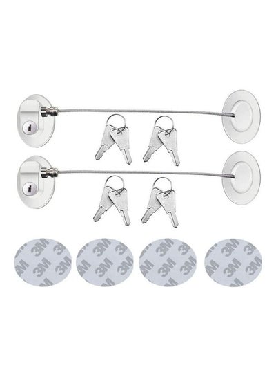 Buy 2-Piece Refrigerator Door Lock With 4 Keys White in UAE