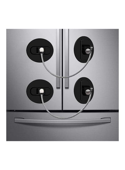 Buy 2-Piece Fridge Freezer Door Lock With 4 Keys Black in Saudi Arabia