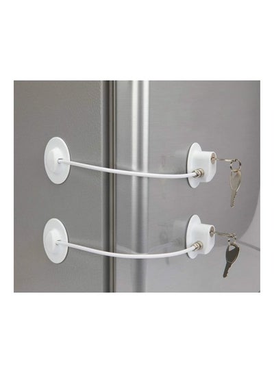 Buy 2-Piece Fridge Freezer Door Lock With 4 Keys White in Saudi Arabia