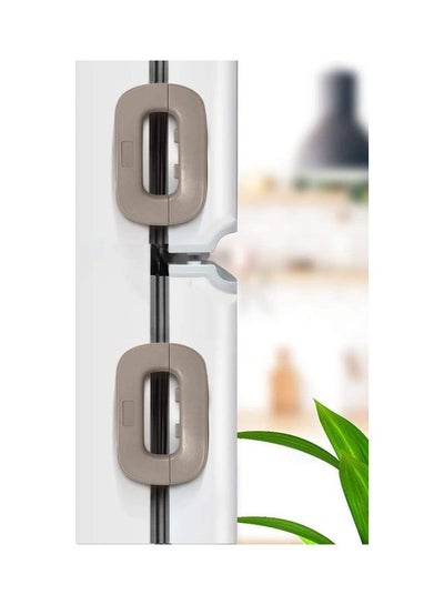 Buy 2-Piece Fridge Freezer Door Lock Latch Grey in Saudi Arabia