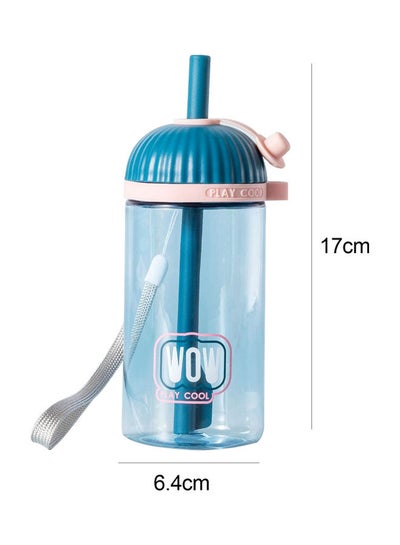 Buy 300ML Leakproof Water Bottle With Straw Blue in UAE