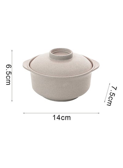 Buy Instant Noodles Bowl With Lid Nordic Beige 14x6.5x7.5cm in UAE