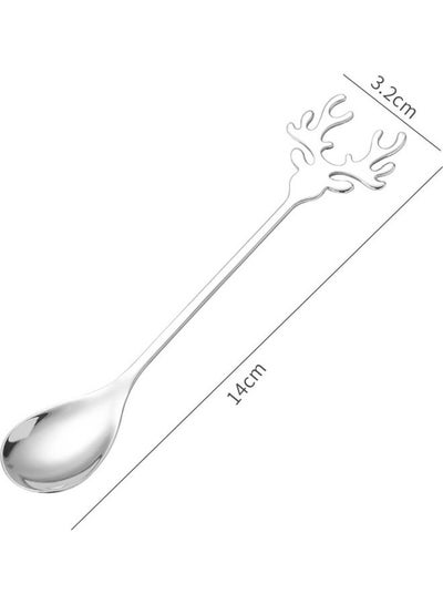 Buy Antler-Shape Stainless Steel Dessert Spoon Silver in UAE