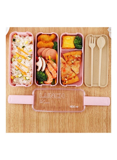 Buy 900ml Eco-friendly 3 Layers Lunch Box Pink in Saudi Arabia