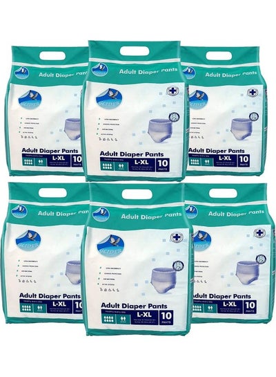 Buy Adult Diaper Pull Ups L-XL - Pant Style (Count10) (35-47 inch, 90-120 cm) (Pack of 6) in UAE
