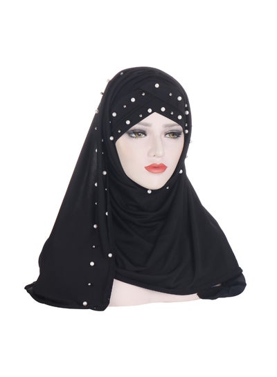 Buy Classic Beads Detail Hijab Black in Saudi Arabia