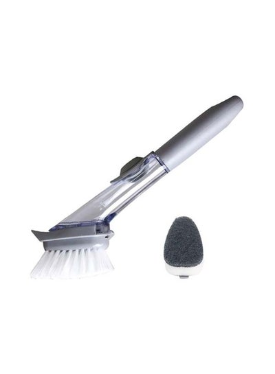 Buy 2-In-1 Automatic Liquid Filling Pot Brush With 1 Replacement Sponge Head Grey 13.5x7.5x4.5centimeter in Egypt