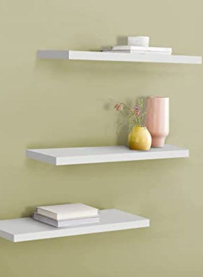 Buy Floating Decorative Wooden Wall Shelf For The Perfect Stylish Home White 1100*260*39mm in UAE