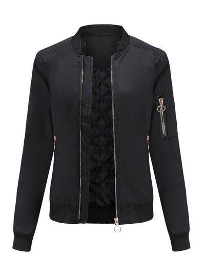 Buy Zipper Bomber Jacket Black in UAE